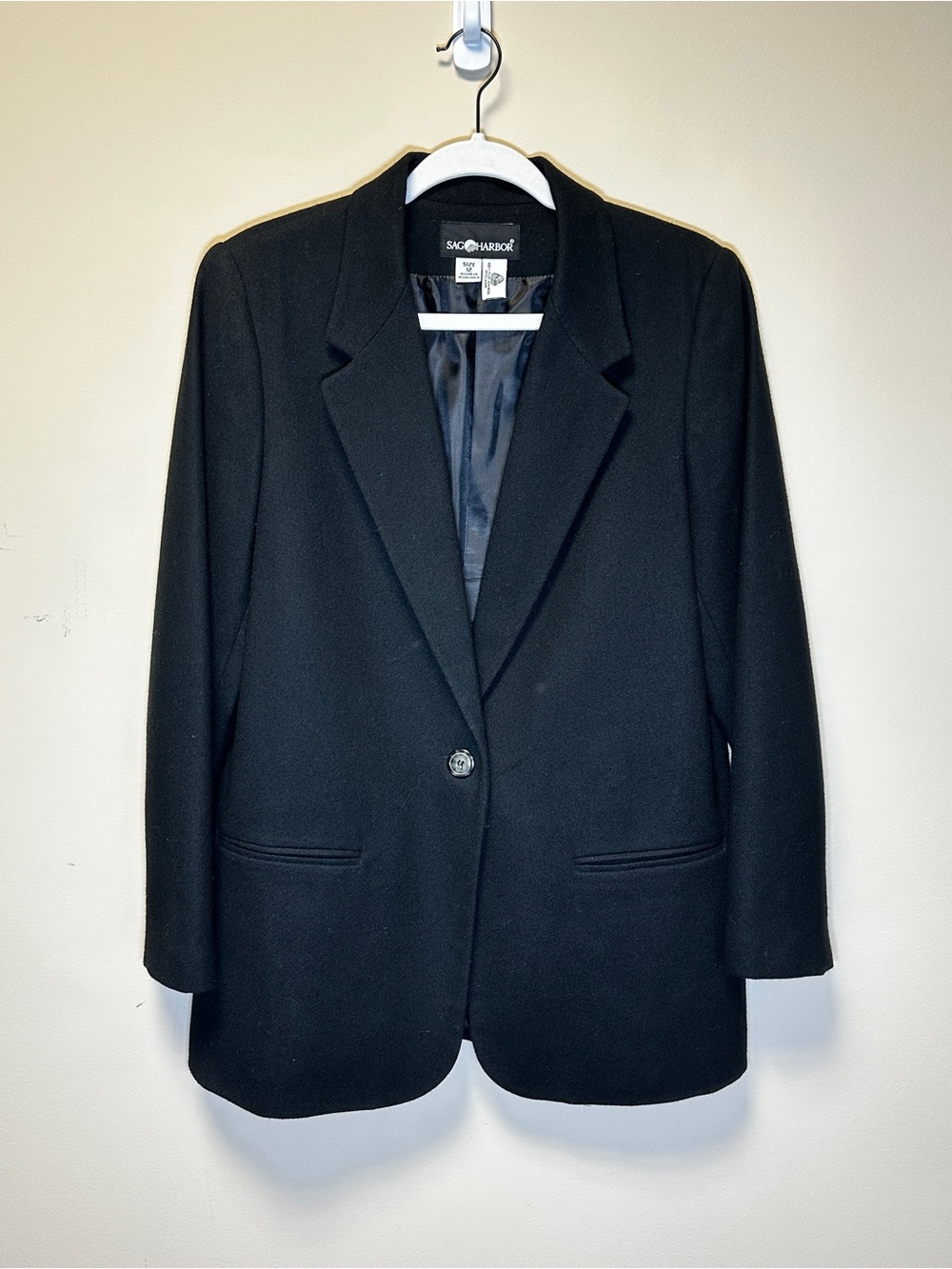 Sag Harbor Black 100% Single-Button Tailored Blazer Women Size 12